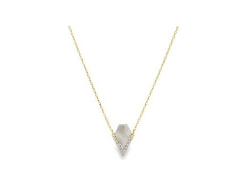 18K Yellow Gold Mother-of-Pearl & Natural Diamond Necklac